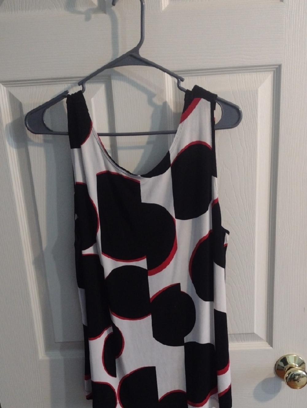 Women's Black & White Polka Tank Top with Red Accents